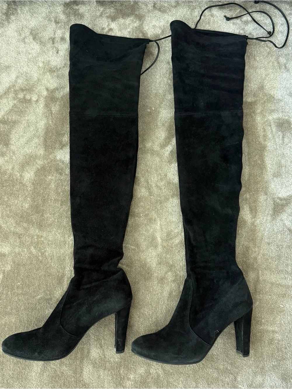 Stuart Weitzman Black Tieland Over-the-Knee Block Heel Boot